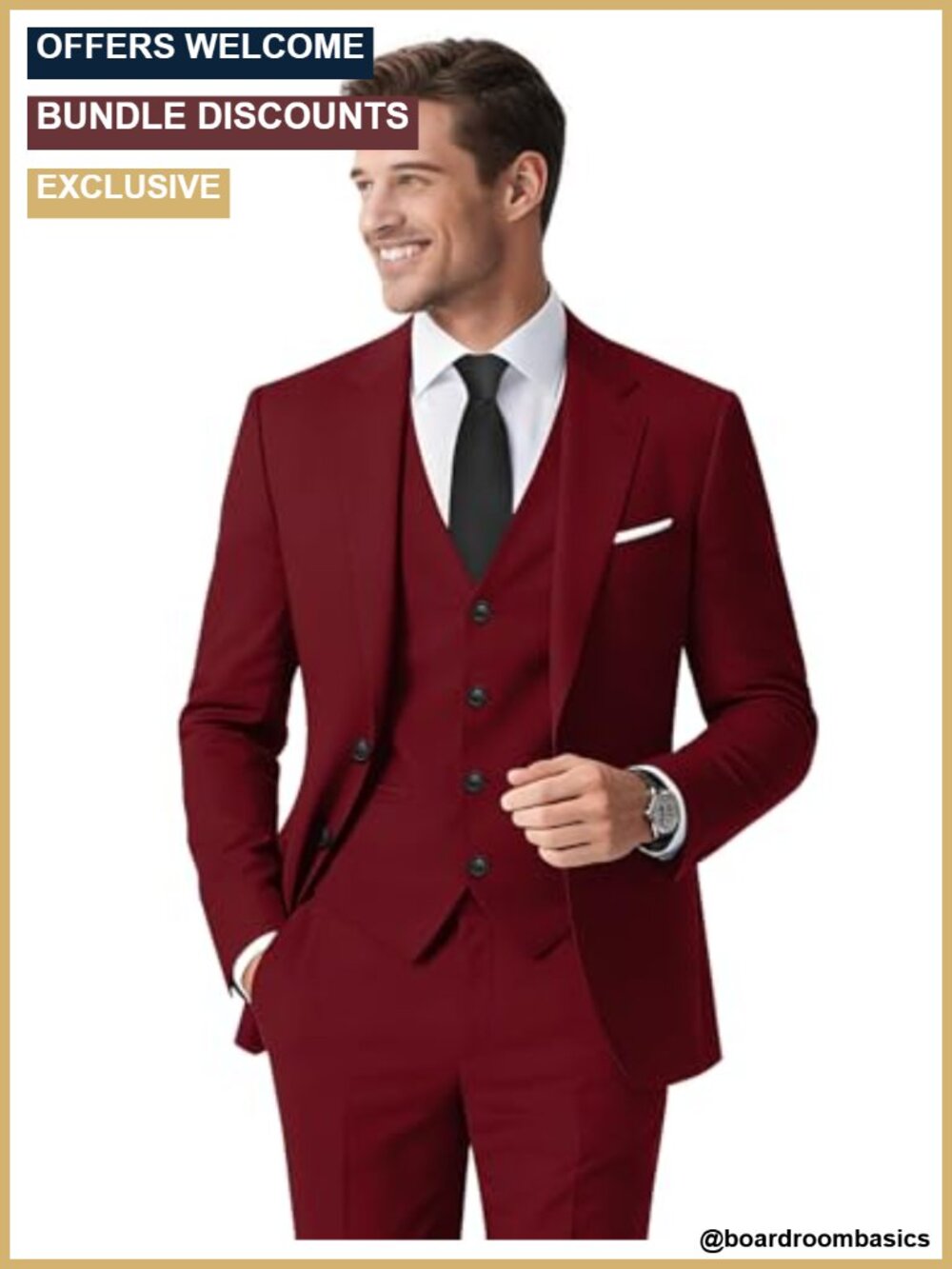 Men's Stretch 6-Piece Suit Set - Blazer, Vest, Pants, Tie, Bow Tie & Pocket